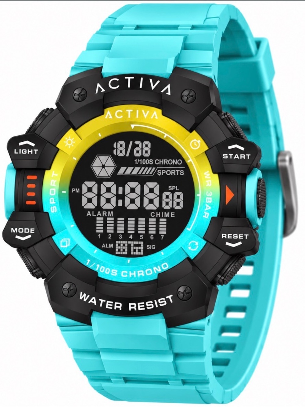 New in box Activa X Invicta Digital Essentials teal yellow Watch ACW8050MC-017